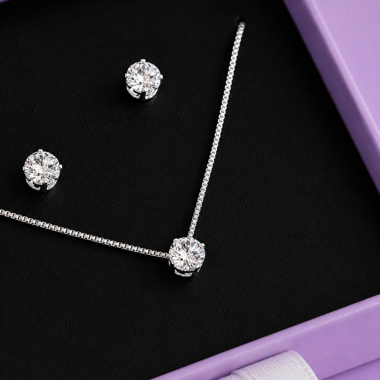 Conjunto Colar e Brinco Ponto de Luz de Zircônia - Image 3